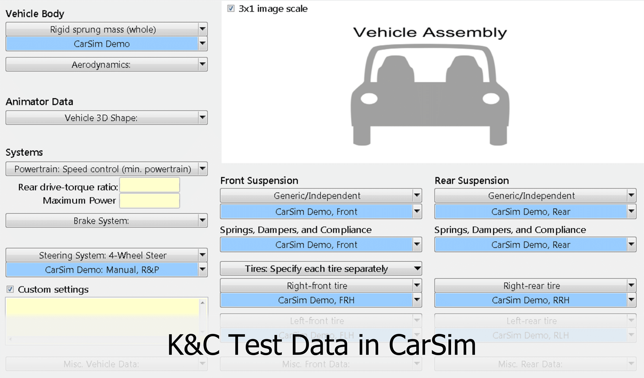 K&C data in CarSim through Parsfile